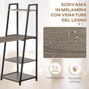 Scrivania Salvaspazio Pieghevole con Libreria 4 Livelli 106x48x128 cm in Legno e Metallo Grigio e Nero 