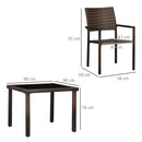 Set Tavolo e 4 Sedie da Giardino in Rattan PE Marrone