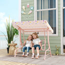 Dondolo per Bambini da Giardino a 2 Posti 112x75x120 cm a 2 Posti con Cinture di Sicurezza Rosa   