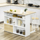 Isola da Cucina con Piano a Ribalta 116x79,5x91 cm in MDF Bianco e Legno Naturale