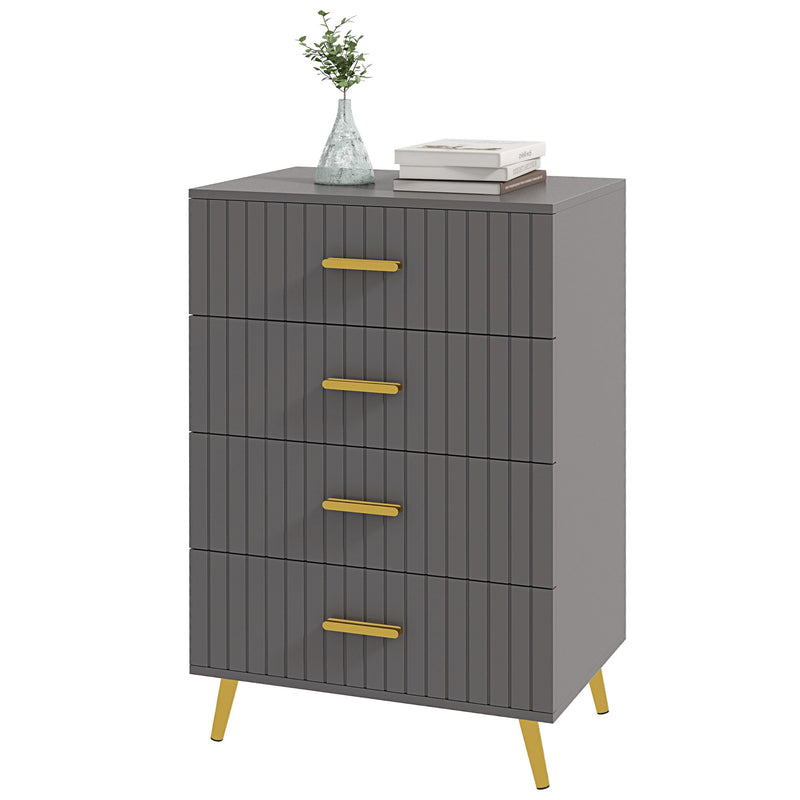 Cassettiera 4 Cassetti Design Moderno 60x40x90 cm in Legno e Alluminio Oro e Grigio Scuro 