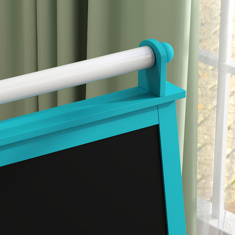 Lavagna per Bambini 3 in 1 con Cavalletto 59x48x118 cm Blu 