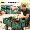 Carrello da Giardino 105x51x54 cm Capienza da 114L con Sacca Portaoggetti e Pareti Rimovibili in Acciaio Verde      