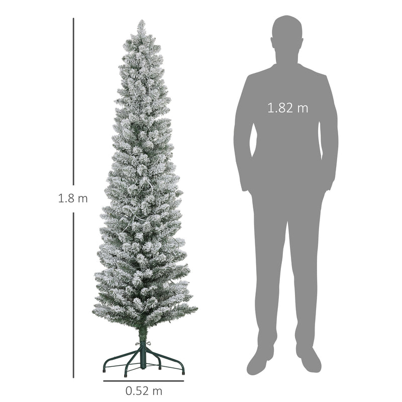 Albero di Natale Artificiale Innevato 180 cm 329 Rami e Luci LED Bianco Caldo Verde 