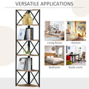 Libreria Angolare 5 Ripiani 39x39x175 cm in Metallo e Truciolare Marrone Rustico