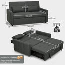 Divano 2 Posti 160x85x85 cm Convertibile in Divano Letto Clic Clac con 2 Cuscini in Tessuto Grigio Scuro      