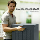 Baule da Giardino 56x41x50 cm con Maniglie Contenitore Porta Attrezzi Impermeabile in PP Grigio Scuro      