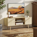 Mobile TV da 55" con 2 Armadietti e 2 Ripiani Aperti 120x34x50 cm in Legno e Truciolato Color Legno      