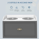 Ciotole per Cani Rialzate 60x30x36 cm con Cassetto in Acciaio Inox e Legno Grigio      
