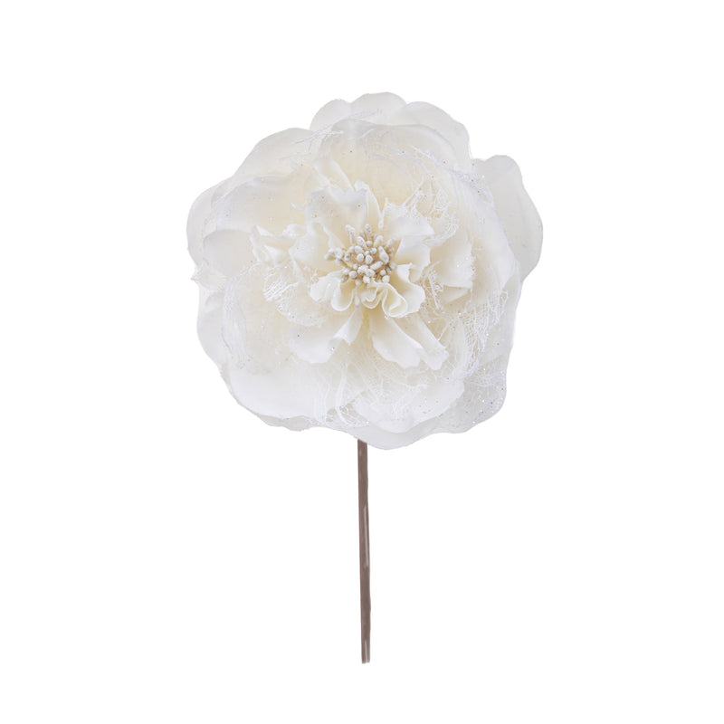 Set 12 Pick Peonia con Glitter 16 cm Crema