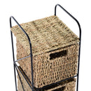 Mobile a Colonna da Bagno 4 Cesti in Alga Marina e Ferro naturale 20x20x78 cm 