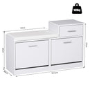 Divanetto Scarpiera 3 Scomparti con Cuscino Bianco 94.5x57x30 cm 