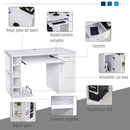 Scrivania da Ufficio Porta PC 120x60x74 cm con Mensole Ripiano Tastiera  Bianca