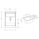 Mobile Lavatoio 63x50x87 cm 2 Ante Asse in Legno Montegrappa Acqua Edilla Bianco