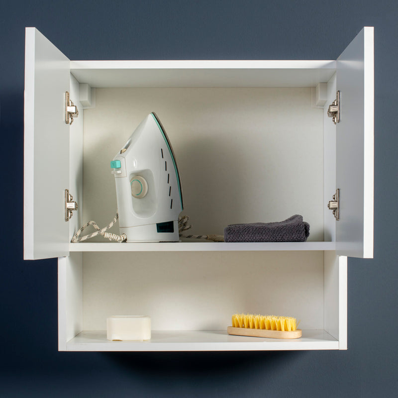 Pensile Bagno Lavanderia con 2 Ante e Vano a Giorno 57,5x27x58 cm in Nobilitato Grigio Cemento