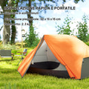 Tenda da Campeggio 2 Posti Impermeabile 280x225x110 cm con 2 Vestiboli e 2 Porte Arancione   