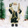 Statuina Babbo Natale Verde Statuetta 60 cm Vestiti in Tessuto Addobbo Natalizio