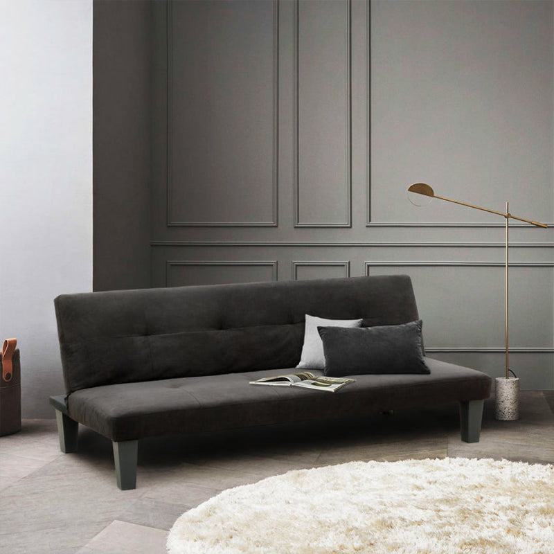 Divano Letto 175x80x70 cm in Microfibra Nero