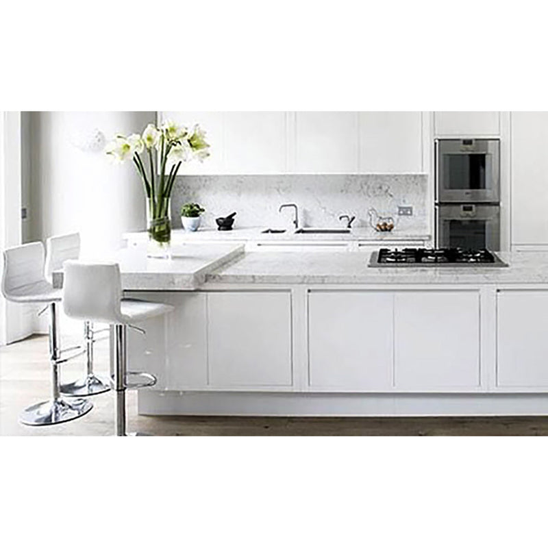 Sgabello con Alzata a Gas e Seduta Girevole in Similpelle Vandi Bianco