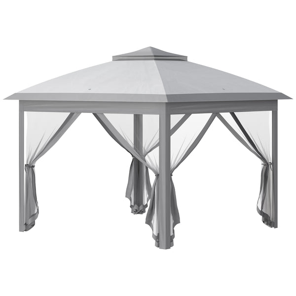prezzo Gazebo da Esterno 330x330x280 cm Pieghevole ad Altezza Regolabile con Zanzariere Grigio