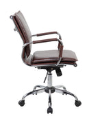 Poltrona da Ufficio Direzionale Dallas con Braccioli 54x62x92-102 cm in Pelle Sintetica Cuoio      