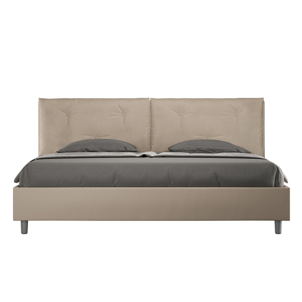 Letto Matrimoniale Imbottito in Similpelle Appia Large Tortora Varie Misure acquista