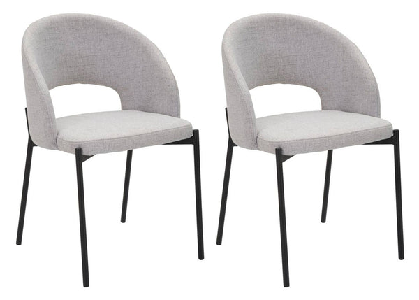 acquista Set 2 Sedie Helsinki 51x80x53 cm in Tessuto Grigio/Nero