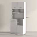 Mobile Dispensa da Cucina 80x35x180 cm 4 Armadietti 3 Ripiani e 1 Cassetto in Legno Bianco  