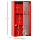 Armadietto per Medicinali 25x12x48 cm 3 Ripiani in Acciaio e Vetro  Rosso