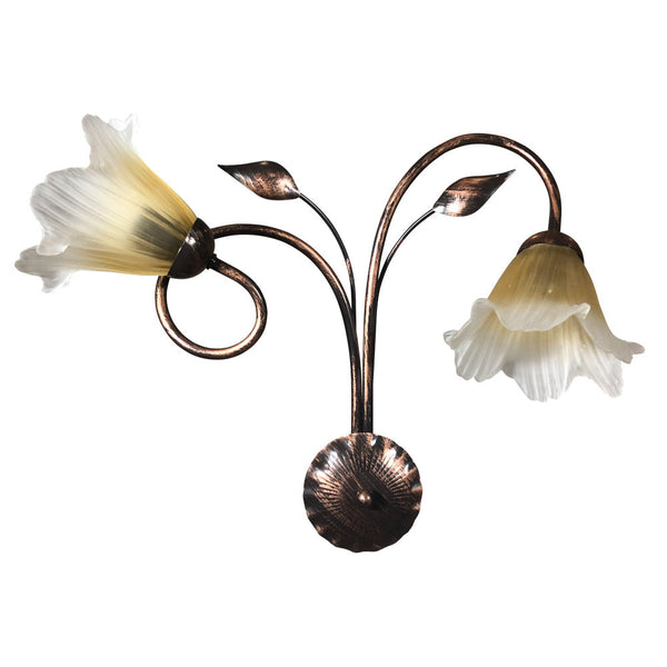 prezzo Applique 2xE14 Cuivre Marron Cadre Ambre Dégradé Verre Satiné E-Energy Melania