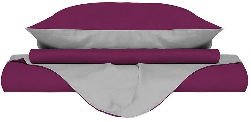 Copripiumino con Sacco e Federe Doubleface Fuxia\/Grigio