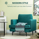 Poltrona Imbottita 96x87x87 cm Gambe in Acciaio in Tessuto Verde