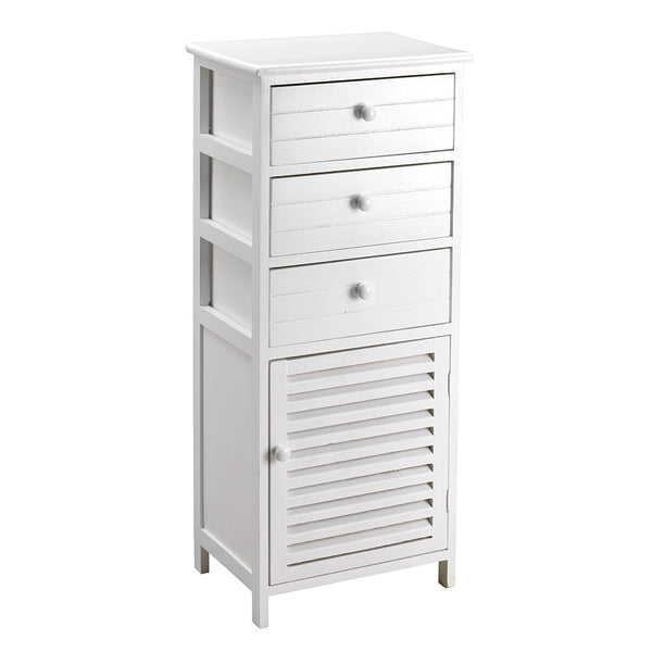 Commode à 3 Tiroirs et 1 Porte en Bois de Paulownia Blanc Fadi sconto