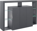 Credenza con 3 Ante e Ripiani in Vetro a Giorno 150x40x100 cm Essential 3A Grigio Antracite Opaco  