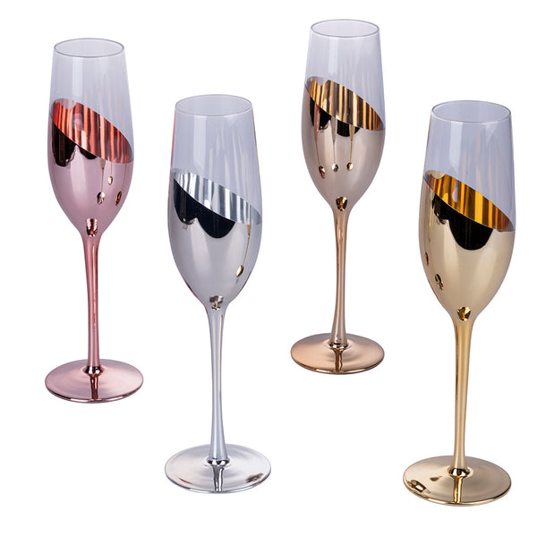 prezzo Coffret de 4 Verres à Champagne Chic Flûte en Verre VdE Tivoli 1996 4 Couleurs Différentes