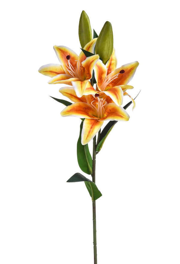online Set 4 Lilium Artificiel Stargaze Composé de 3 Fleurs Hauteur 67 cm Orange