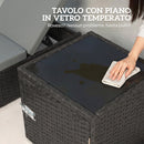 Set 2 Sdraio da Giardino 184x60x22 cm con Tavolino Laterale e Schienale Regolabile in Rattan Grigio Scuro      