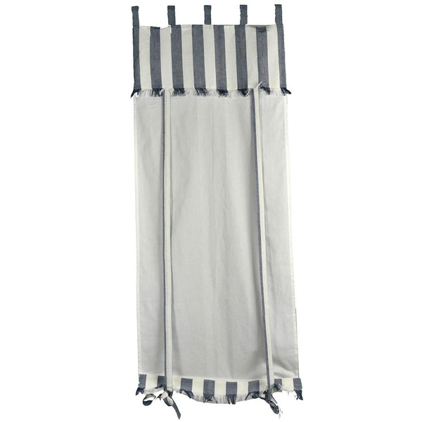 Rideau en tissu lin mélangé rayé bleu vent 58x160 cm sconto
