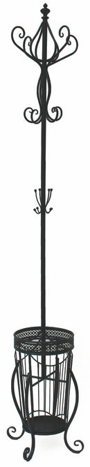 Appendiabiti da Terra Ø25x185 cm con Portaombrelli in Ferro Battuto Soriani Nero