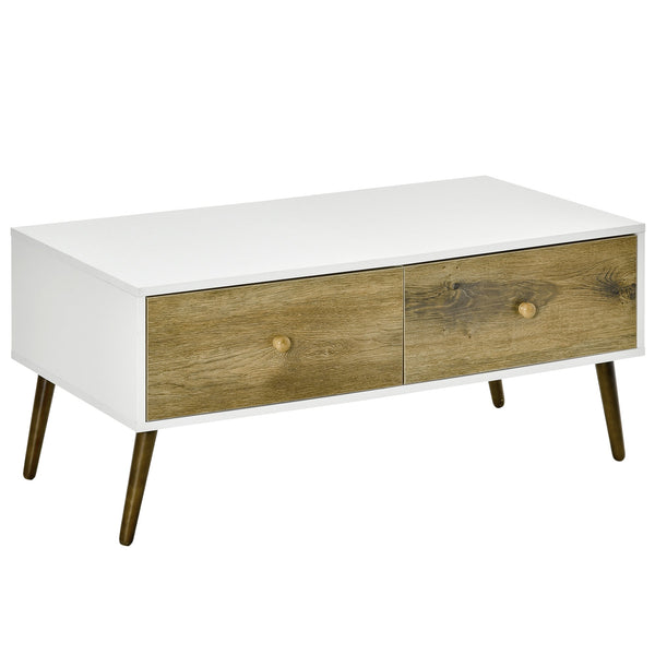 Table Basse 4 Tiroirs 100x53,5x45 cm en Aggloméré et Hêtre Blanc prezzo