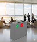 Pattumiera Sistema di Raccolta Rifiuti 90x30xh80 cm In Acciaio Verniciato 3 Scomparti Grigio