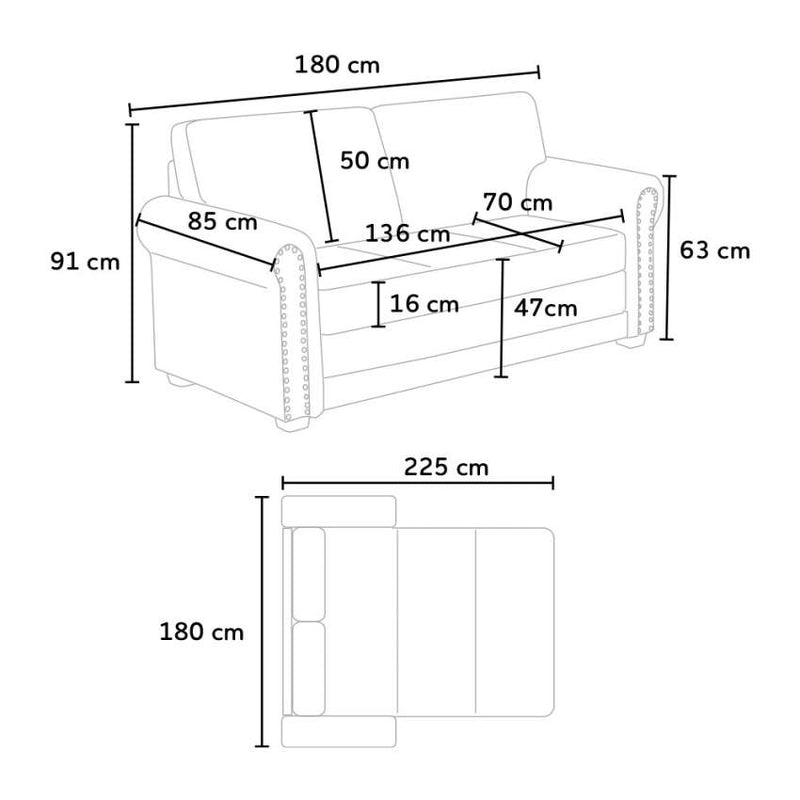 Divano Letto 180x85x92 cm in Tessuto Nero