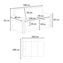 Divano Letto 180x85x92 cm in Tessuto Rosso
