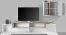 Parete Attrezzata Soggiorno Porta TV 240x45x51,6 cm con Pensile Coro Bianco Lucido e Acero Pereira
