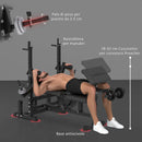 Panca da Palestra Regolabile con Supporto per Bilanciere 210x110x103-123 cm in Acciaio e PU Nero