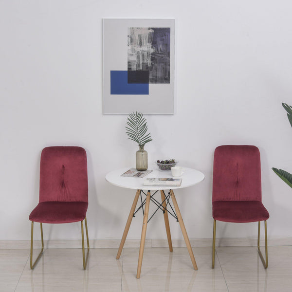 sconto Set 2 Chaises Rembourrées 44,5x59,5x91 cm en Flanelle Rouge