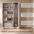 Armadio Guardaroba 109x37x180 cm con Ripiani Regolabili e Ante Soft Close in MDF e Lega di Alluminio Bianco      