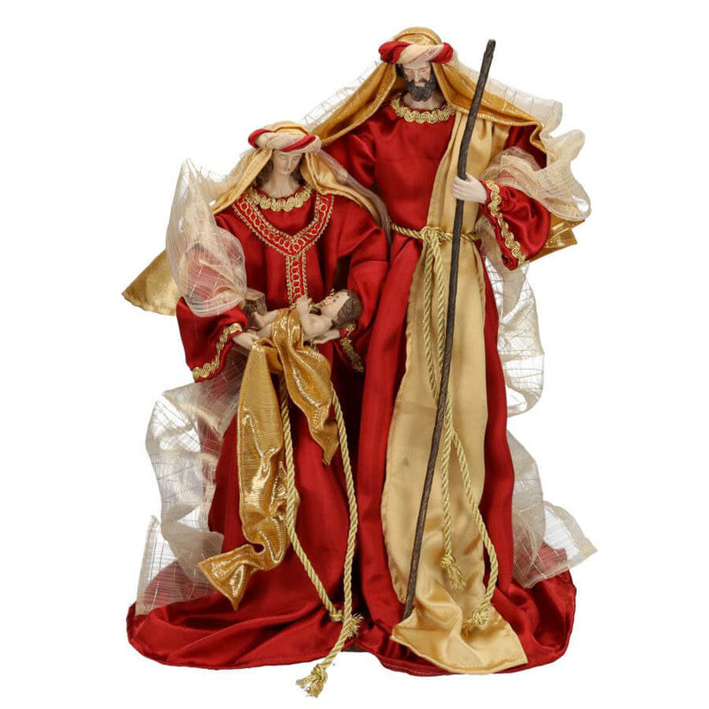Natività 3 Personaggi H57 cm in Tessuto Rosso e Oro