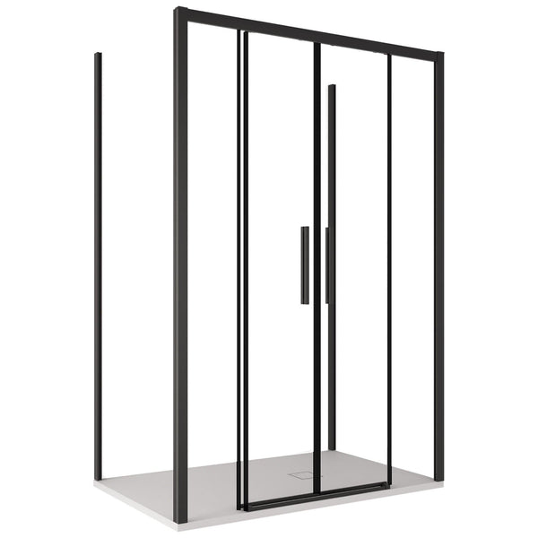 Cabine de Douche 3 Côtés 2 Portes Coulissantes en Cristal Transparent 6mm H195 Bonussi Eliane Différentes Tailles sconto