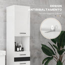 Mobile Bagno Alto a Colonna 35 x 25 x 120 cm con Ante e Ripiani Regolabili Laccato Bianco Lucido      